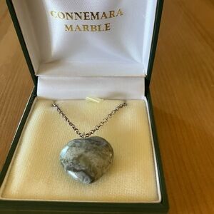 NEW Connemara Marble Heart Pendant Sterling Silver Chain Necklace Rare